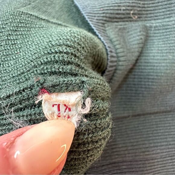 SKI-DOO 1970’s Vintage Green & Yellow Wool Cardigan Size XL - Picture 4 of 11